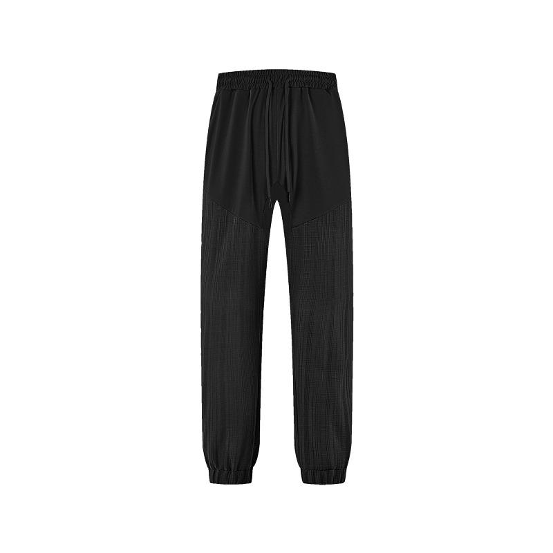 Casual trousers summer simple loose thin imitation hemp sports lace-up splicing men's sweatpants