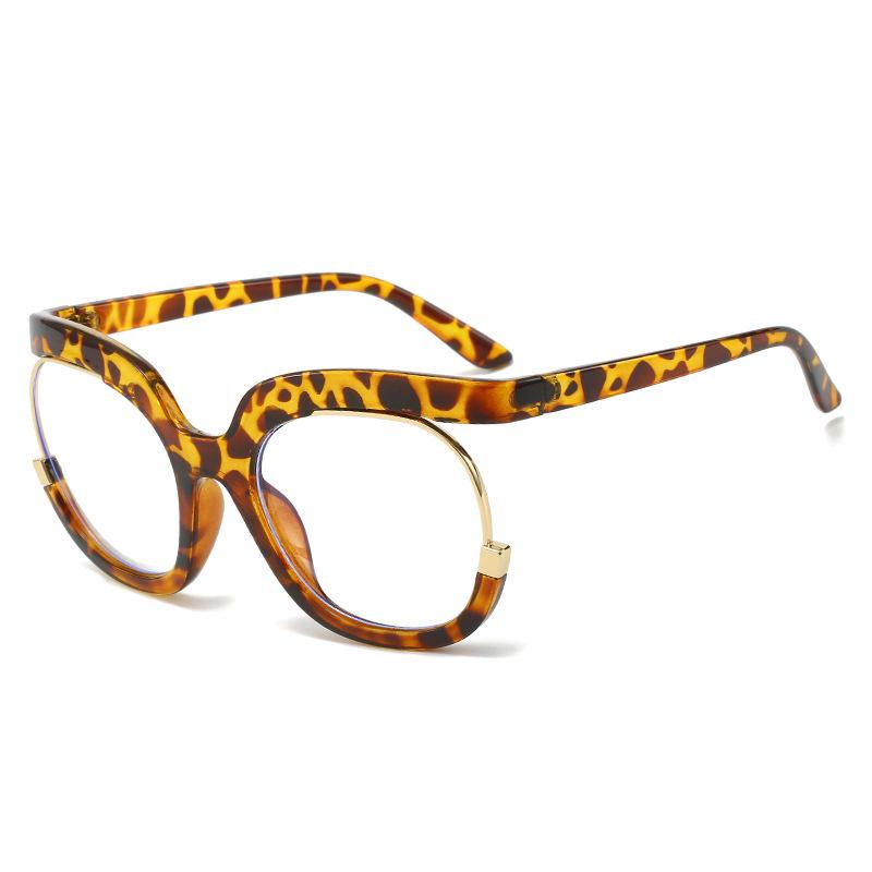 TEMU popular fashion glasses frame female, personalized half frame glasses frame Internet celebrity flat mirror anti-blue light