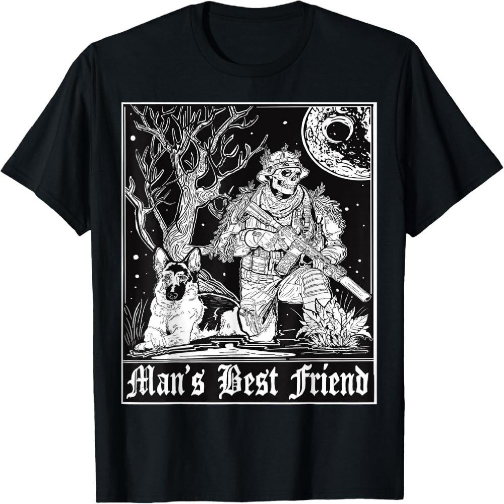 Infantry + Dog Skull Helmet Night Vision Graphic Military T-Shirt XXXXXL чёрный