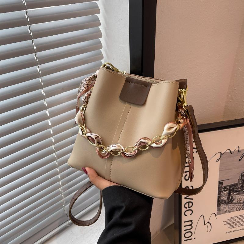 Premium texture bucket bag women's bag new trendy fashion messenger bag niche chain portable bucket bag