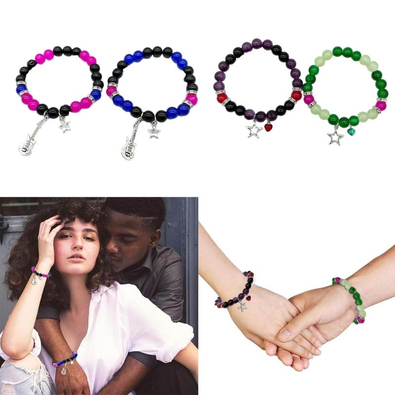 Star Guitar Y2k Cool Girl Acrylic Beads Guitar Five-pointed Star Stacked Bracelets Couple Ins Niche Pentagrams Bracelets