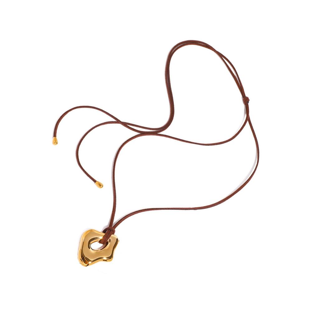 Sophisticated Stainless Steel Waterproof Irregular Geometric Metal Wax Rope Necklace Accessory Fashionable Jewelry Gift