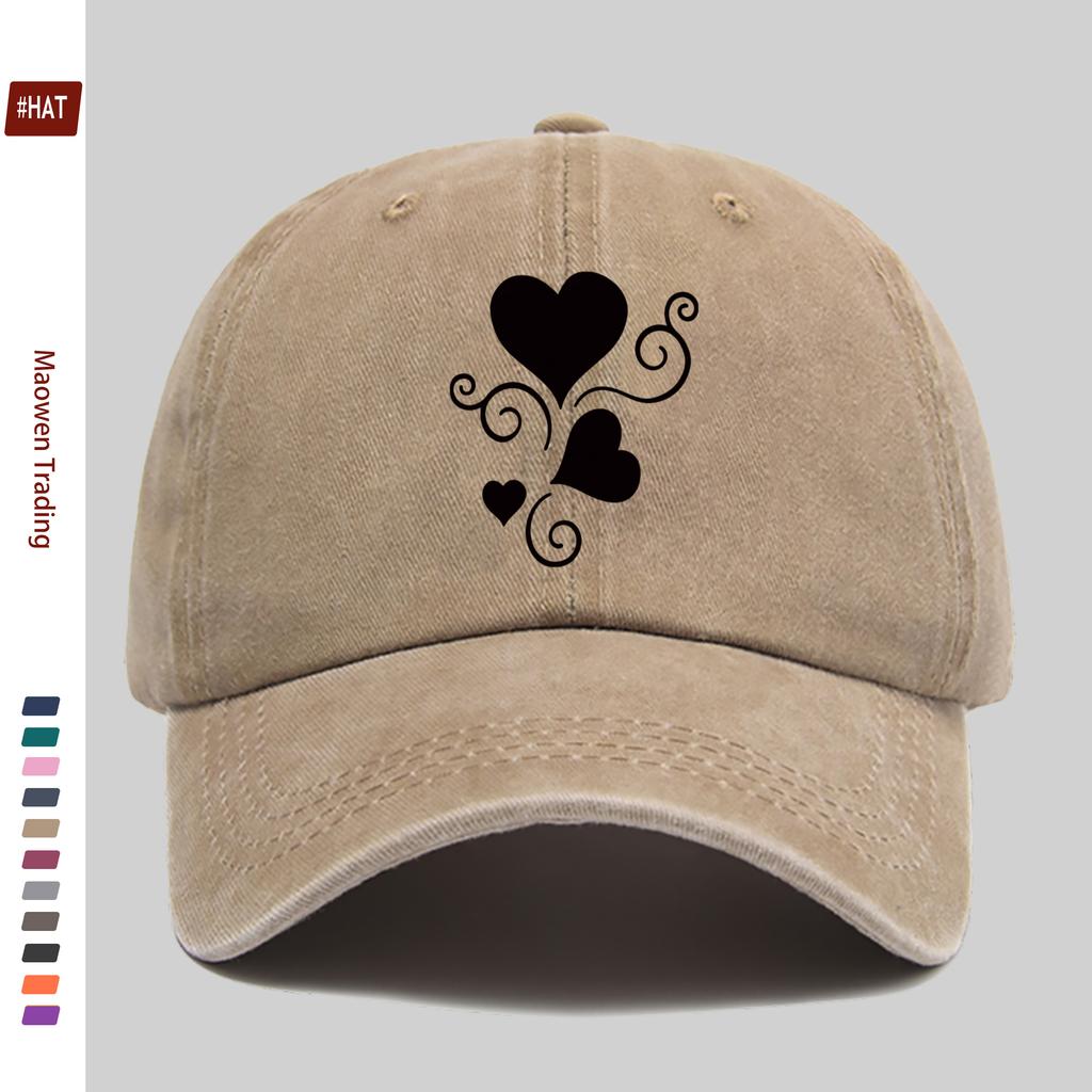 pc Adjustable Buckle Trucker Cap for Men  Women  Lightweight Vintage Washed Baseball Hat with Vine Heart Print Suitable for