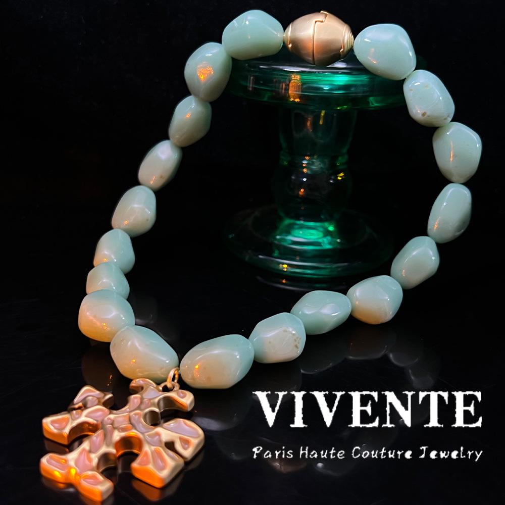 Collier de grosses perles en résine style antique - Chaîne tendance pour clavicule pour filles branchées