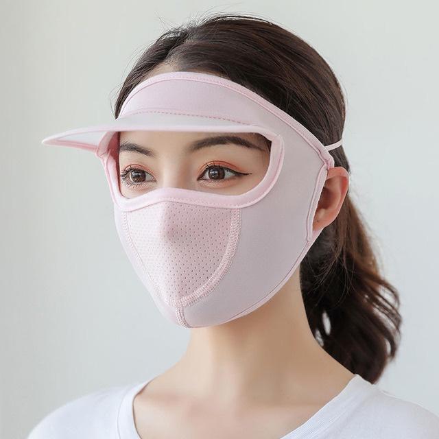 

Женская тонкая дышащая солнцезащитная маска Ice Silk с длинным воротом и полным лицом, летняя защита от ультрафиолета для езды на велосипеде, пляжа и пляжа, шляпа от солнца светло-розовый