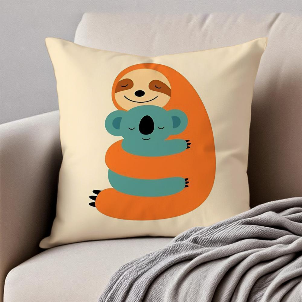 Simple Nordic Modern Anime Style Art Cushion Cover Pillowcase Antidustmite Invisible Zipper Short Plush Sofa Cushion