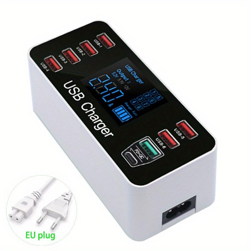40W Quick Charger QC3.0 8-Port Multi USB Charger Station Fast Charging For iPhone 15 14 13 Por Tablet Desktop with Type C PD 20W