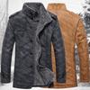 Winter Coat Men Jackets PU Casual Stand Collar Thick Warm Velvet Windbreaker Coat