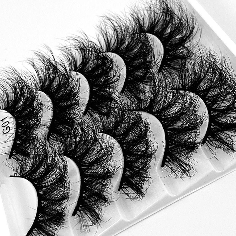 5 Pairs Women Beauty Thick Long Eye Lashes Wispy Dramatic Volume False Eyelashes 8D Faux Mink