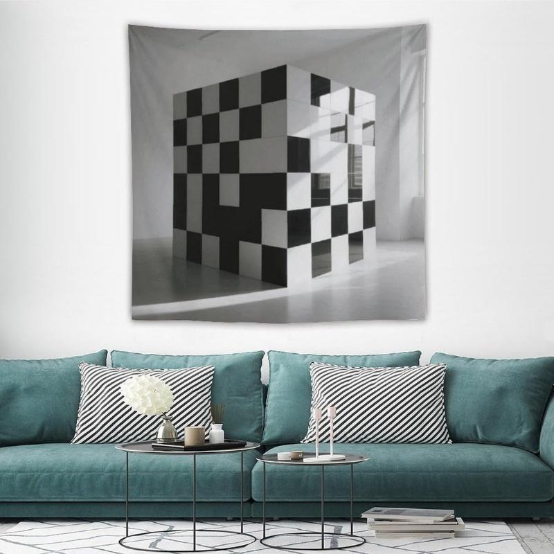 Black And White Checkered Boho Wall Tapestry With Hanging Kit Aesthetic Tapestry Wall Hanging Personalized Backdrop Large 70x100CM