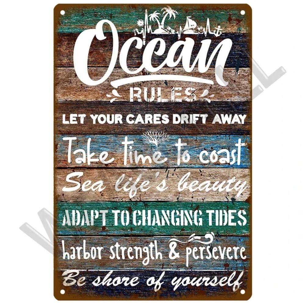 Vintage Ocean Pirate Iron Sign Metal Tin Plate Poster Art for Home Bar Man Cave Garage Club Decor