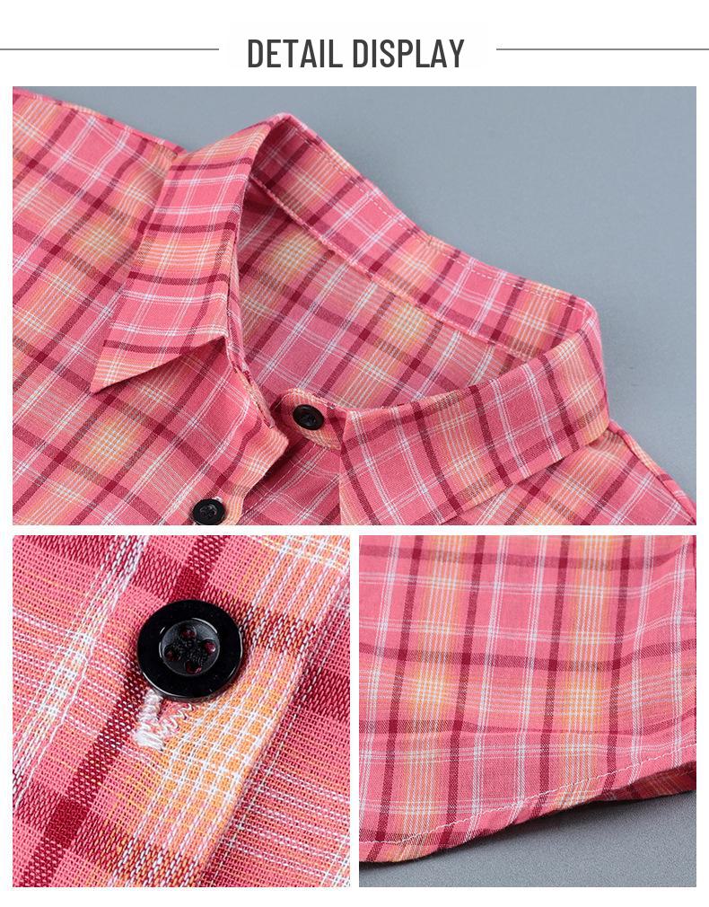 Cămașă Cardigan cu Mâneci Lungi pentru Femei din Bumbac Pur în Carouri – Modă Elegantă de Primăvară și Toamnă pentru Femei de Vârstă Mijlocie (2025).