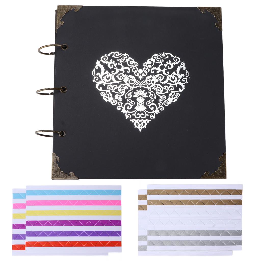 Scrapbookingové sady 25 stran Prázdné lepicí ruční DIY fotoalbum s kovovými kroužky pro svatbu, cestování, výročí