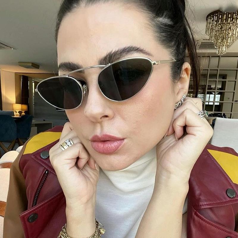 2024 Trendy Metal Cat-Eye Sunglasses for Women - European & American Street Style