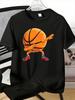 Unisexs Tee Cartoon Dancing Basketball Character Print Cotton Short Sleeve Male Casual Streetwear Outdoor Daily Basic Fashion Top