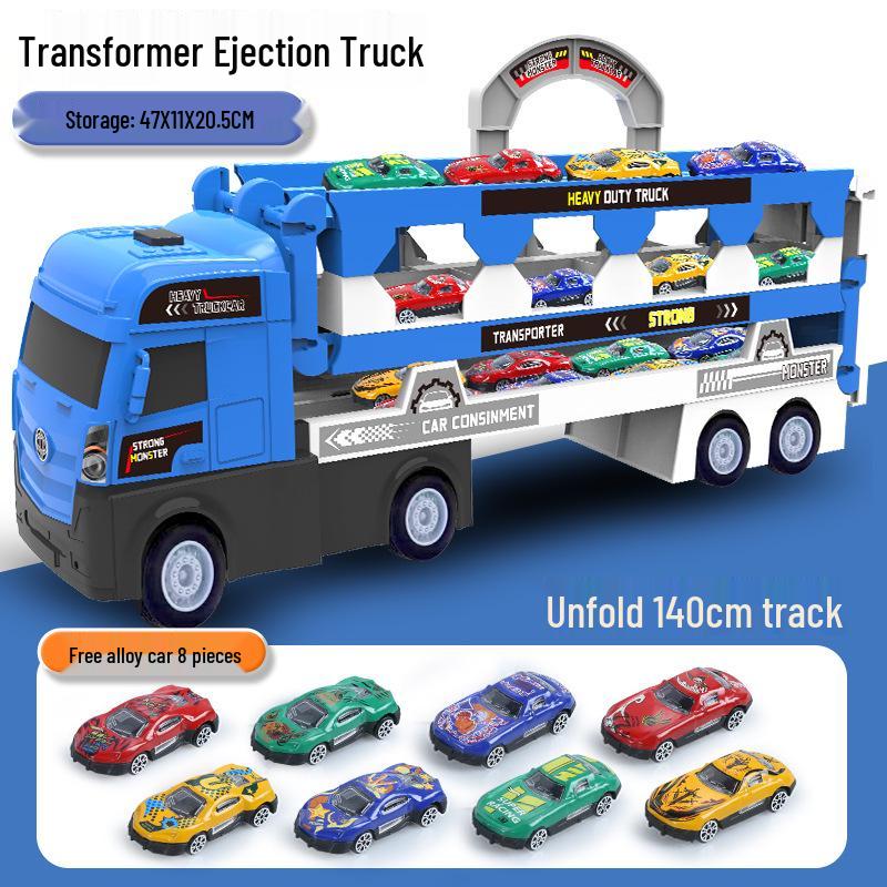 

Детский трансформирующийся большой грузовик, модель автомобиля из сплава со складным хранением - игрушка-транспортер с выталкиванием для мальчиков 3-6 лет