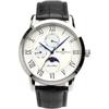 Moon Phase Multi-Calendar Men's Watch 5 ATM Water Resistant Leather Strap Silver White
