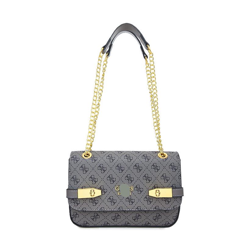 

Platinum Chain Shoulder Crossbody Bag - Trendy Textured Print Small Square Women s Bag