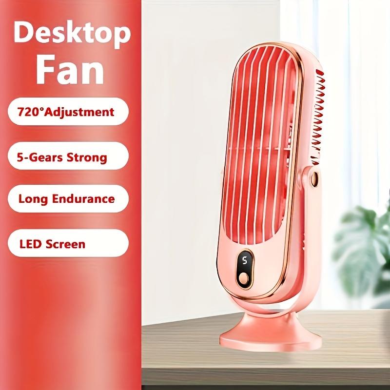 1pc, Rechargeable Portable Fan, Large Battery Dual Motor Home Compact Air Cooler, 5 Speed Air Cooling Fan 720° Surround Blower