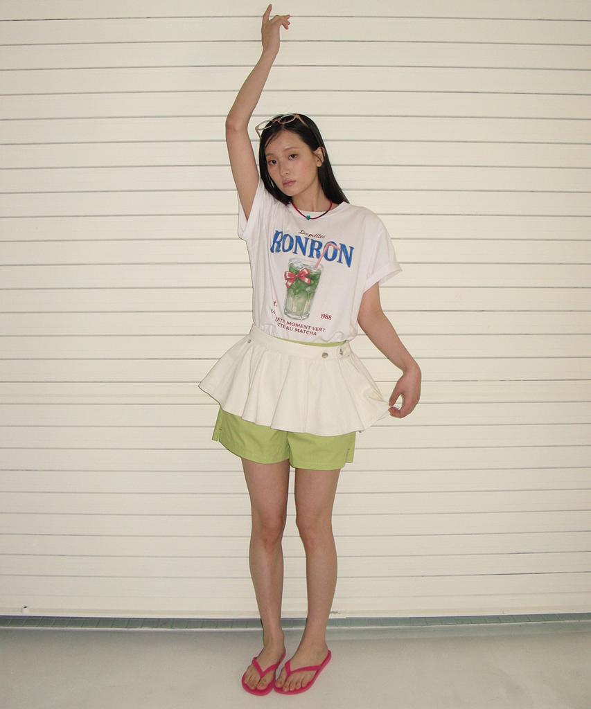 RONRON Flared Layered Belt Skirt White