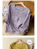Southeast Asia Thin Noble Embroidery Women's Retro Cotton Linen Short Sleeve T-shirt