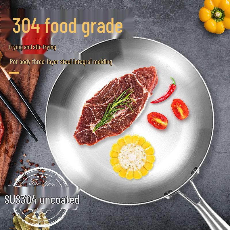 Manulife 304 Stainless Steel Flat-Bottom Wok for Induction & Gas Stoves