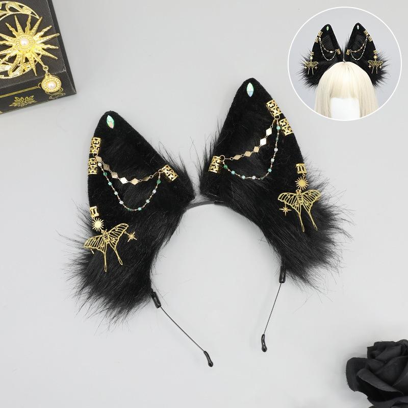 Dark Exotic Jackal Ears Headband Anubis Cos Headdress Exotic Jackal Ears KC