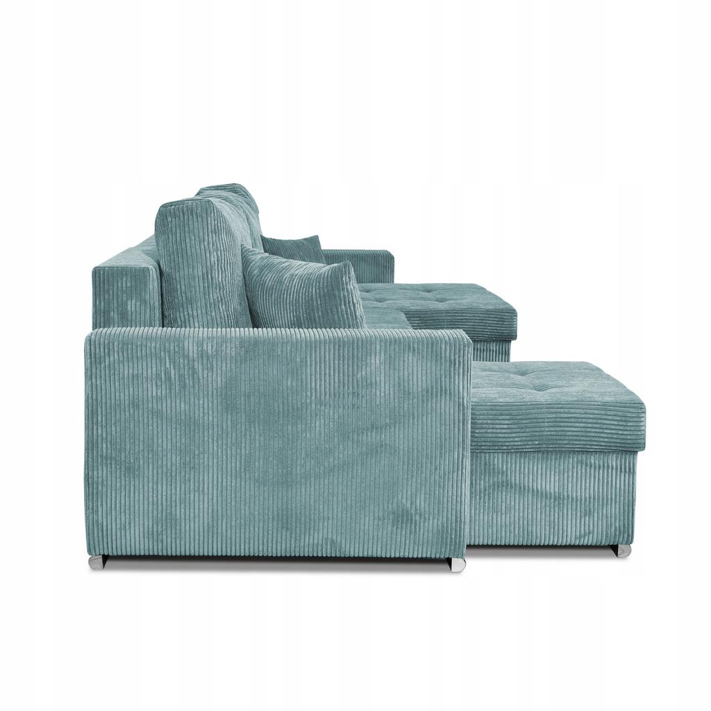 Bonito BIG Corner Sofa Bed Family Meble Corduroy Green