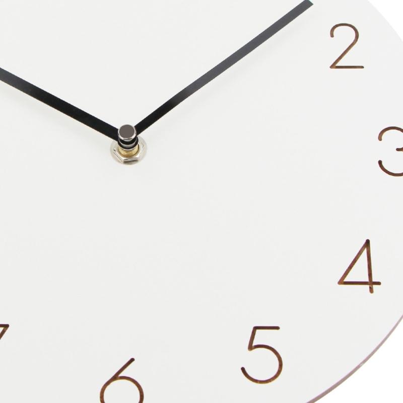 Modern 12Inch Decorative White Wooden Wall Clock Battery Operated Quiet Quartzs Movement for Living Room Bedroom Office
