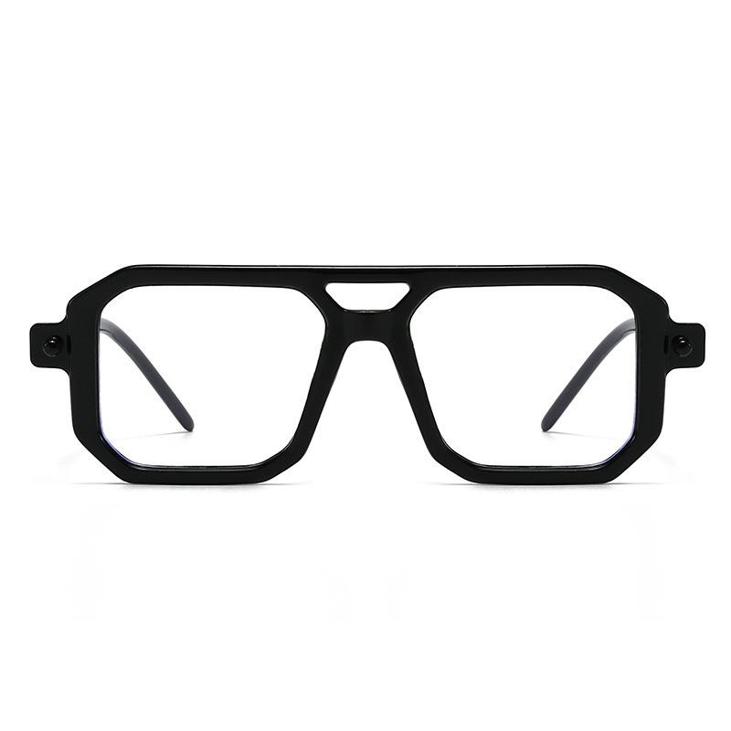 Ladies Double Beam Glasses Frame Retro Anti Blue Light Eyeglasses Fashionable Flat Light Eyewear