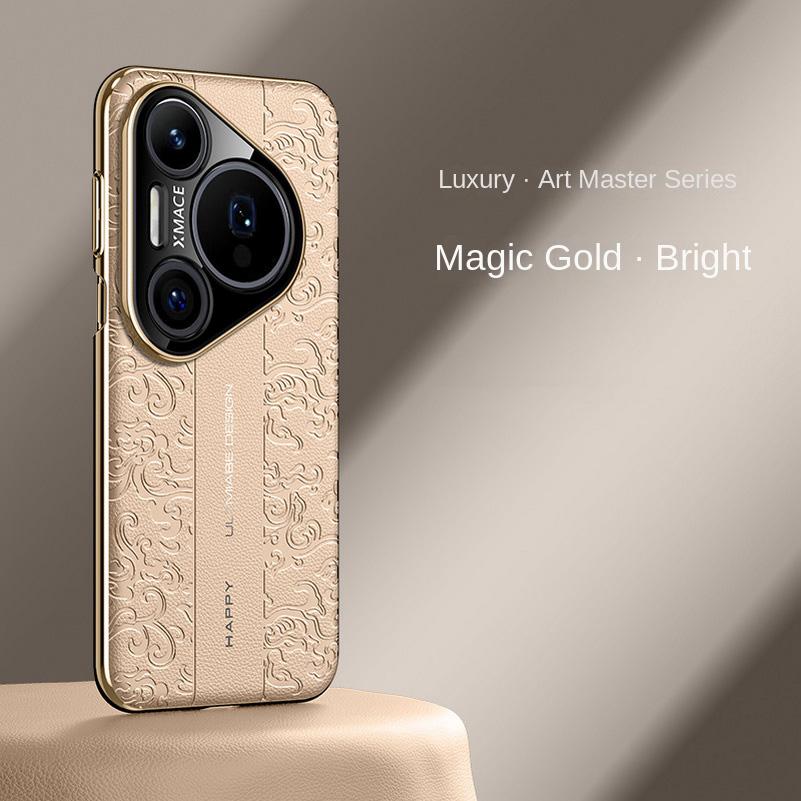 

Auspicious Cloud Leather Carving Process Embossed Case For Huawei Pura80 Ultra Pura 80 Pro 70 Ultra 70 Pro + P60 Cover For Pura 80 Ultra