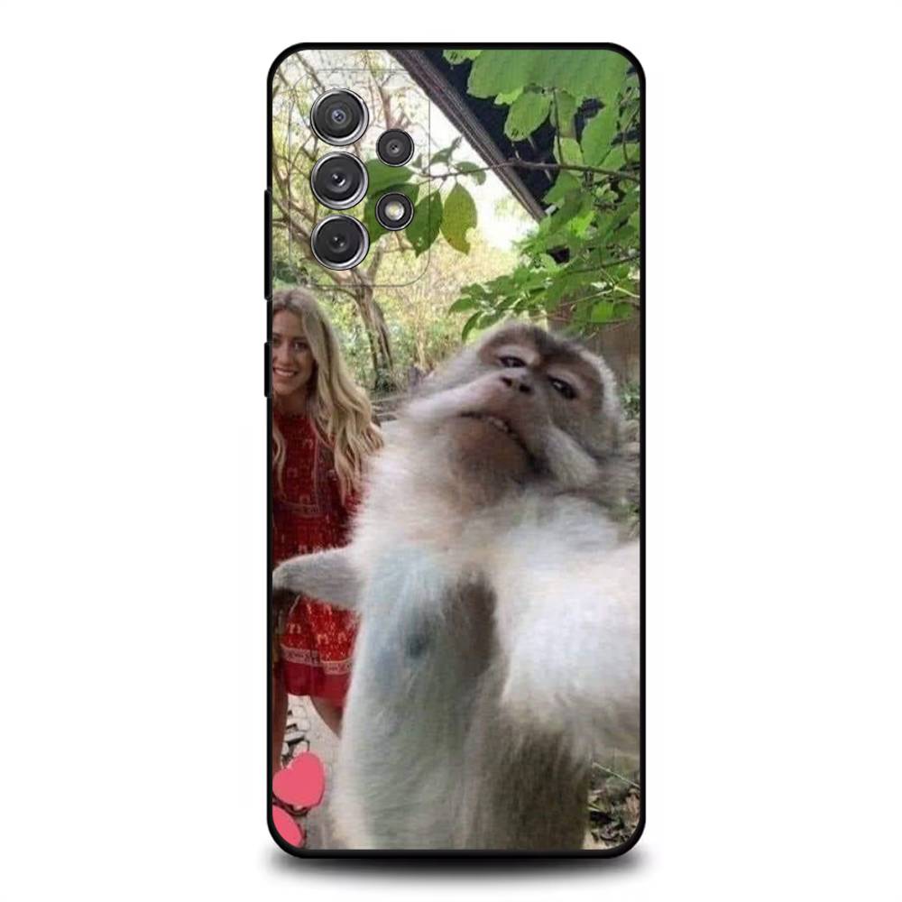 Funny Monkey Phone Case For Samsung S25,S24,S21,S22,S23,S30,Ultra,S20,Plus,Fe,Lite,Note,10,9,5G Black Cover