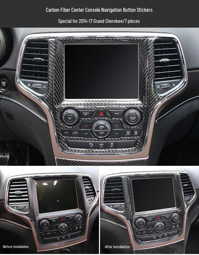 Carbon Fiber Interior Trim for Jeep Grand Cherokee 11-17: Center Console, Navigation, Gear Shift, & Cup Holder