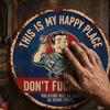 This Is My Happy Place Metal Tin Sign Vintage Garage Decor Round Wall Plaque for Workshop Man Cave or Automotive Space