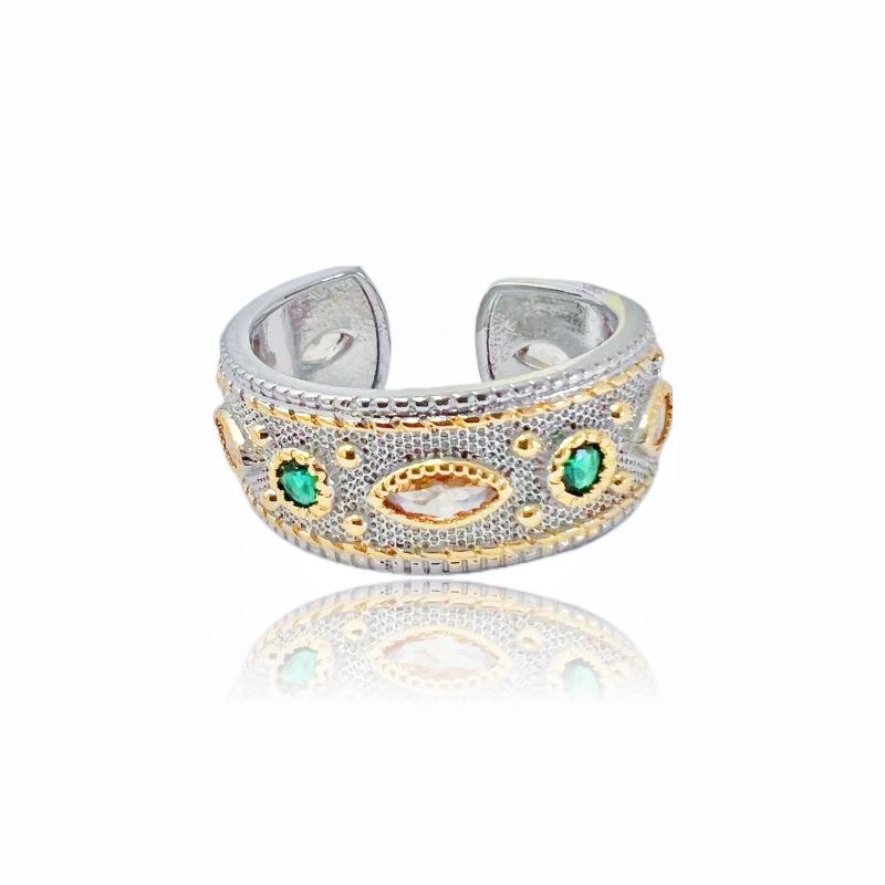 Caibao Medieval Ring Women'S Niche High-End Light Luxury Retro Open Ring Set Jewelry