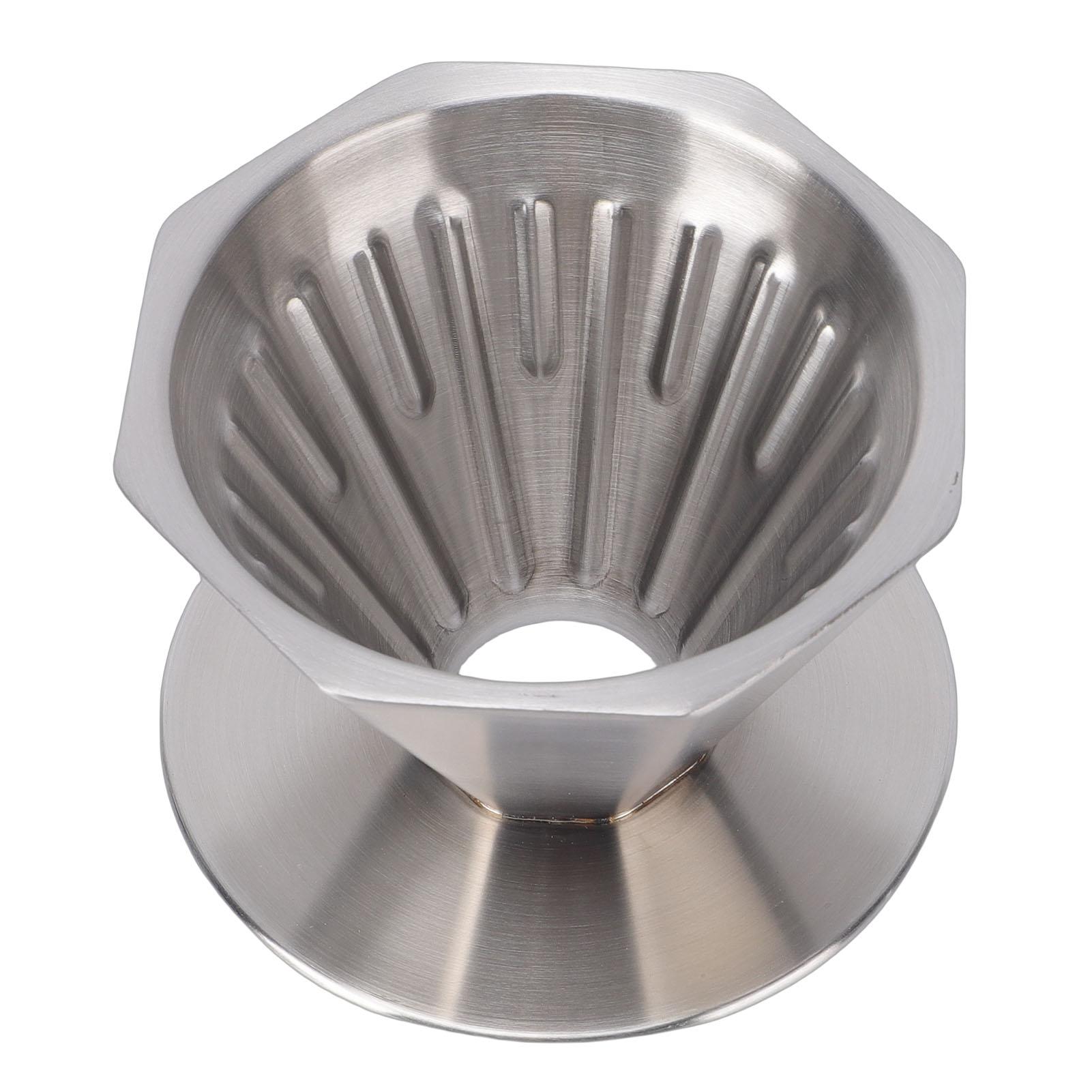 

Pour Over Coffee Dripper 304 Stainless Steel Double Layer Octagonal Metal Cone Coffee Maker Filter for Home Travel серебряный