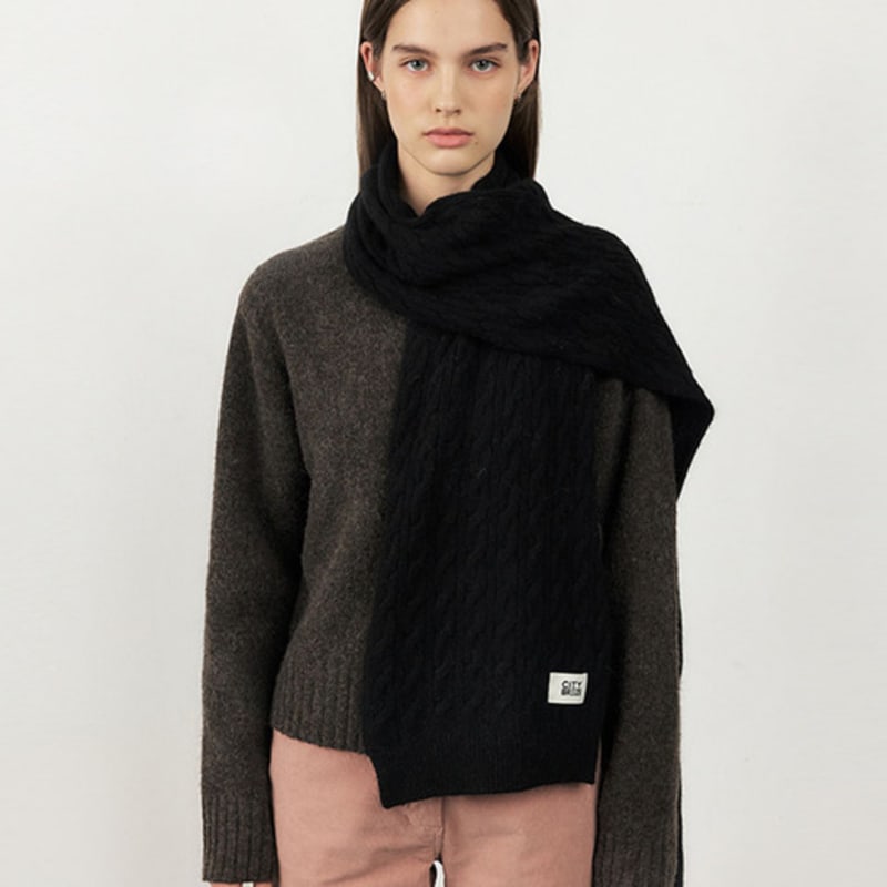

CITYBREEZE Angora Cable Knit Muffler_BLACK BLACK_FREE