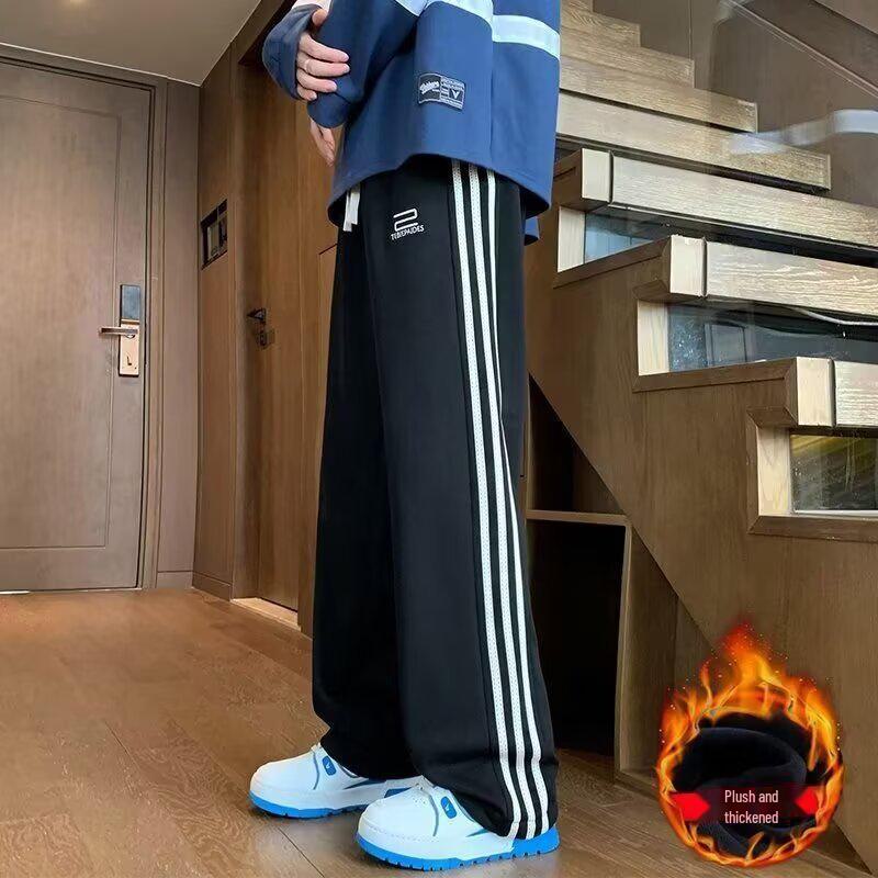 Tenåringsgutters pluss fløyel fortykkede sportsjoggebukser med vide ben for høst og vinter