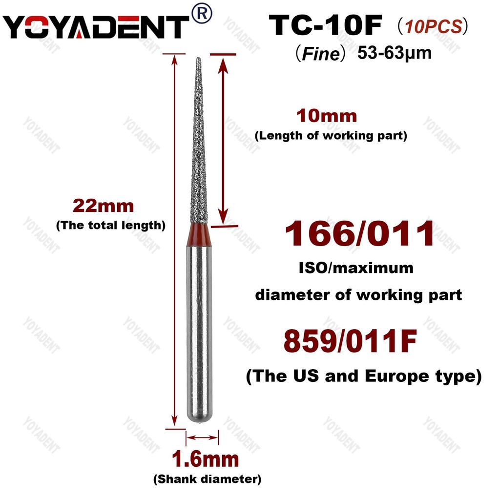 10Pcs/Pack Dental Diamond Burs Polishing Material SR TC Type Dia.1.6mm For High Speed Handpiece Teeth Whitening