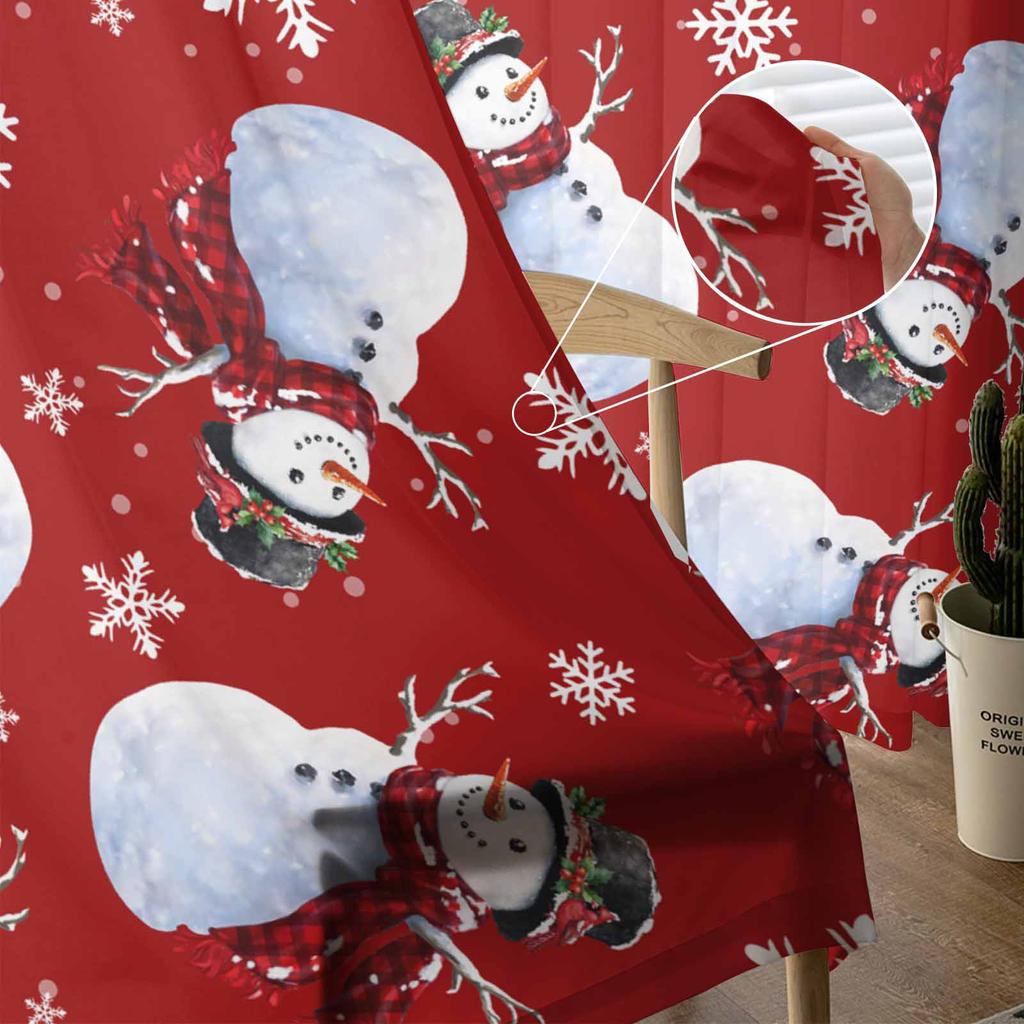 Tende di Natale e Inverno Pupazzo di Neve per Soggiorno Camera da Letto Decorazione Casa Finestra Voile Tulle Tenda Drappeggi