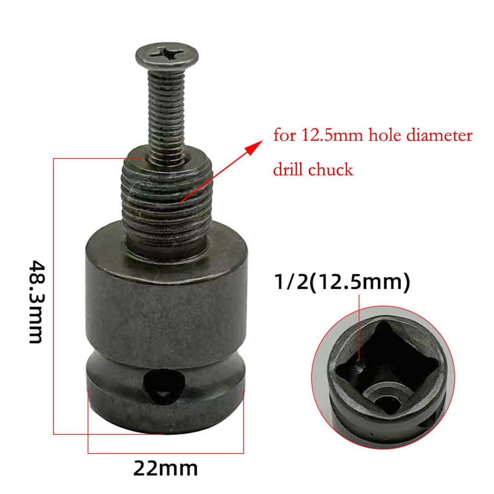 

1pc 1/2Inch 13MM Electric Drive Wrench Adapter Socket Converter With Reverse Thread 1/2 Square Drive 13mm Chuck Conversion China Mainland