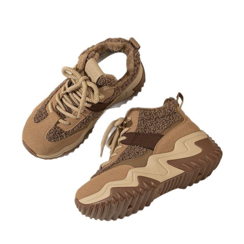 Dad shoes casual shoes women's snow boots winter women's shoes velvet warm cotton shoes fashion thick sole high top