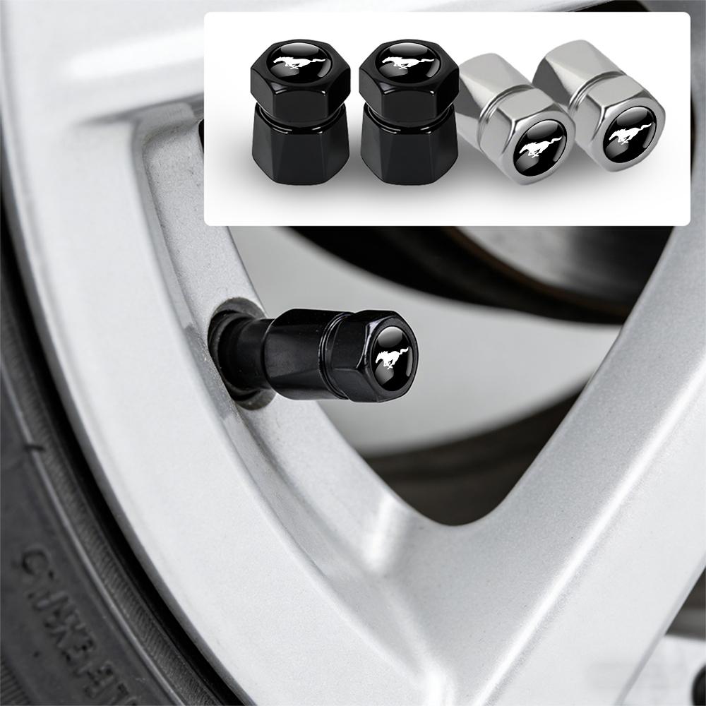 pdzh2 4Pcs Car Metal Wheel Valve Caps Covers Accessories For Ford Focus Kuga Mondeo Ranger Fiesta Mustang ST Shelby Fusion Edge Escape