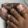 Pearl Rhinestone Sparkly French White Nail Art Tips
