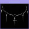 Gothic Style Chain Necklace With Silver Dagger And Spikes For Men And Women