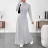 Sweater Dress for Sleeve High Neck Ribbed Women Casual Long Knit A-Line Dress Fall Winter