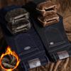 Fleece and thicker autumn and winter new jeans high waist loose casual straight elastic trousers