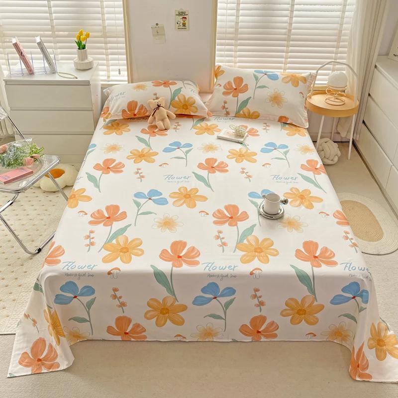 Pink Floral Bed Sheet Set Soft Cotton 4 Pieces Queen Botanical Bed Set, 8 Inch Deep Pocket Fitted Sheet, Flat Sheet, Pillowcases