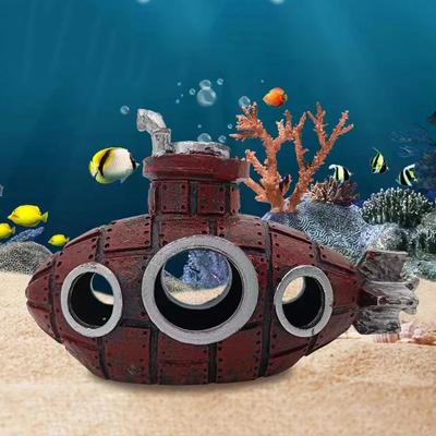 Décoration d'aquarium sous-marin vintage en résine creuse à plusieurs trous pour poissons et crevettes, maison de jeu pour poissons, cachette, fournitures de décoration pour la maison
