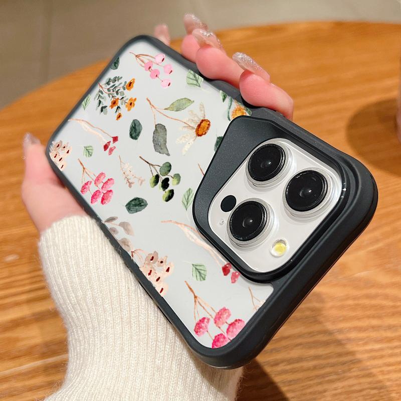 

Модный чехол с милым цветочным принтом для iPhone 15 Pro 14 Plus 13 Pro Max, прозрачный тонкий акриловый противоударный защитный чехол для линз с мягким краем, чехол для телефона iPhone 15 чёрный